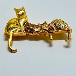 Arpel, Vintage, Gold, Trio Of Cats Brooch